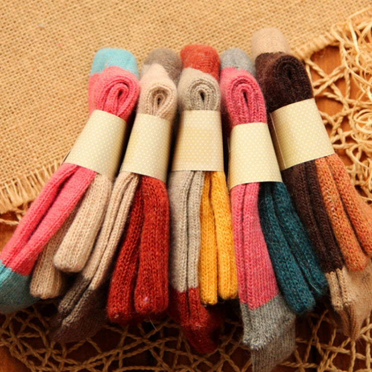 5 Pairs Winter Vintage Rabbit Wool Socks Thicken Patchwork Cotton Socks
