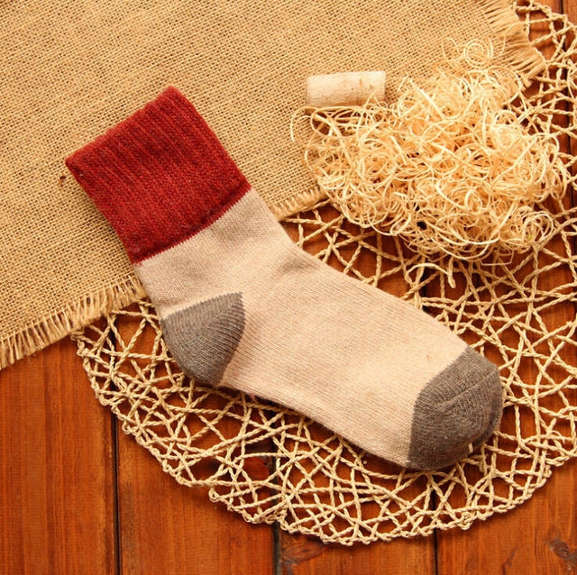 5 Pairs Winter Vintage Rabbit Wool Socks Thicken Patchwork Cotton Socks