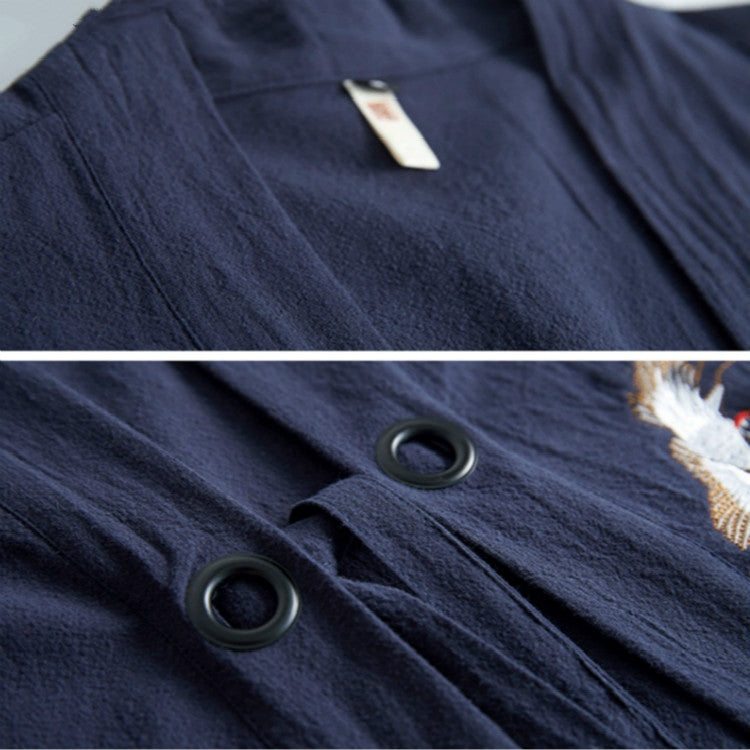 Men's Loose Embroidery Hanfu Robe Cardigan