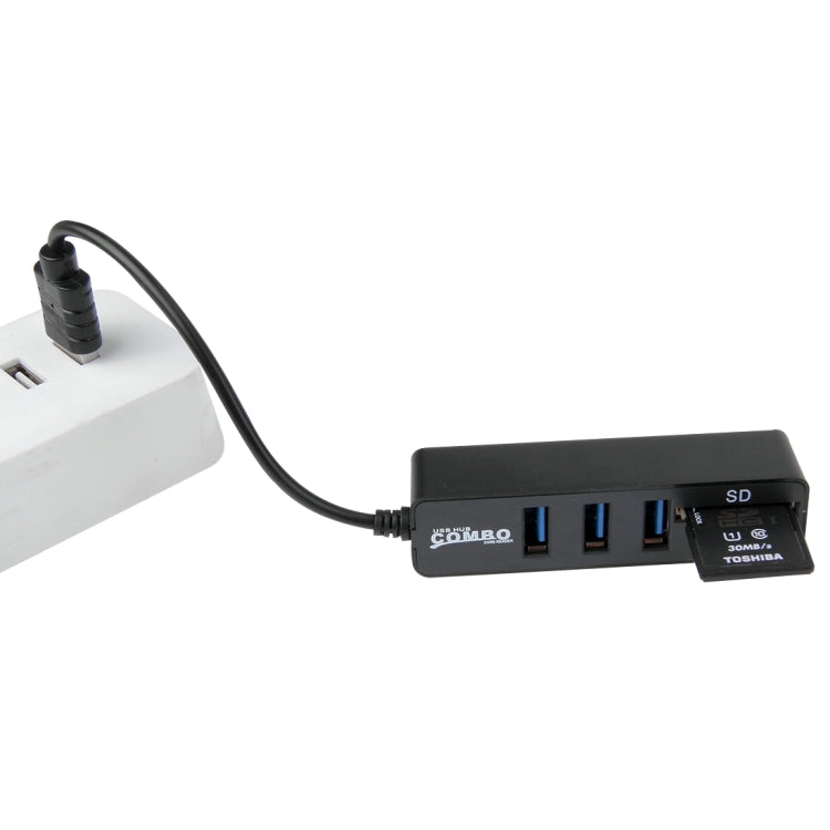 2 в 1 USB 2.0 480 Мбит/с 3-портовый концентратор + устройство чтения карт памяти Micro SD / T-FLASH SD / SDHC / SDXC для Windows XP / Vista / 8.1 / 7 / 8, MAC и т. д.