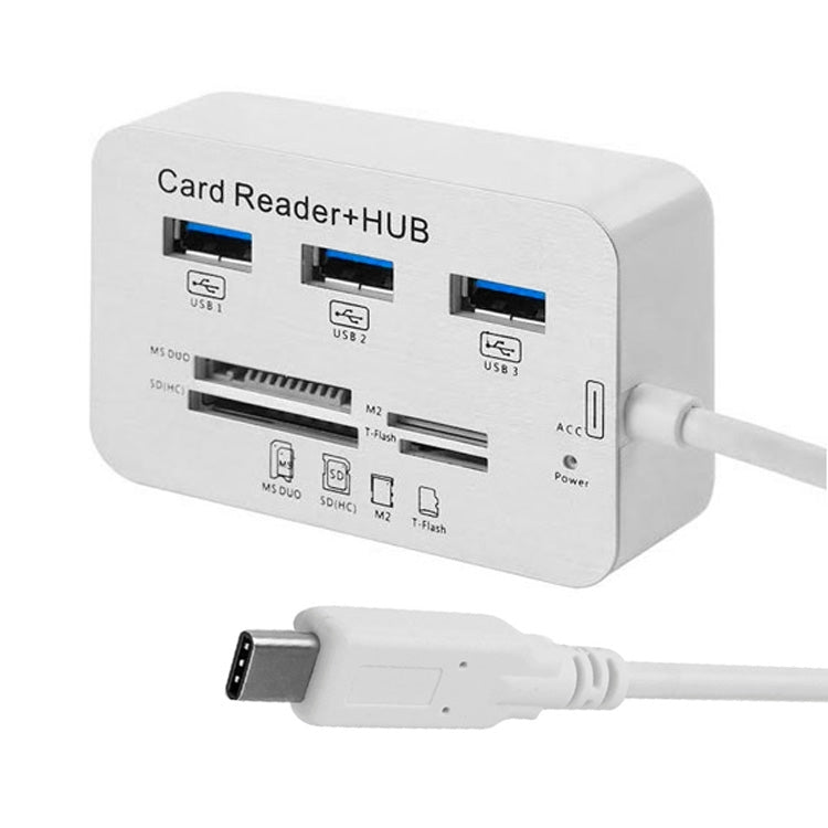 USB 3.1 Type-C COMBO 3-портовый концентратор + картридер MS DUO / SD(HC) / M2 / T-Flash со светодиодной индикацией