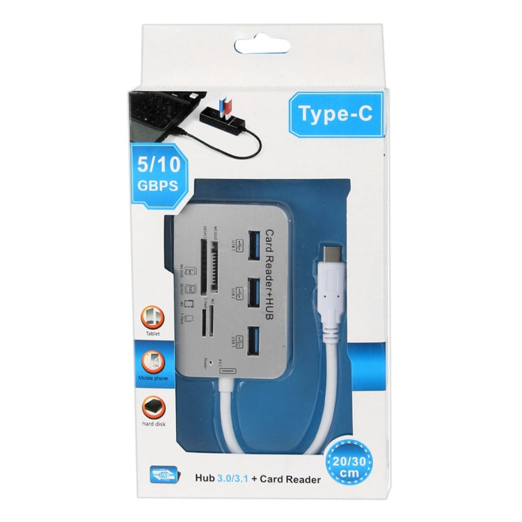 USB 3.1 Type-C COMBO 3-портовый концентратор + картридер MS DUO / SD(HC) / M2 / T-Flash со светодиодной индикацией