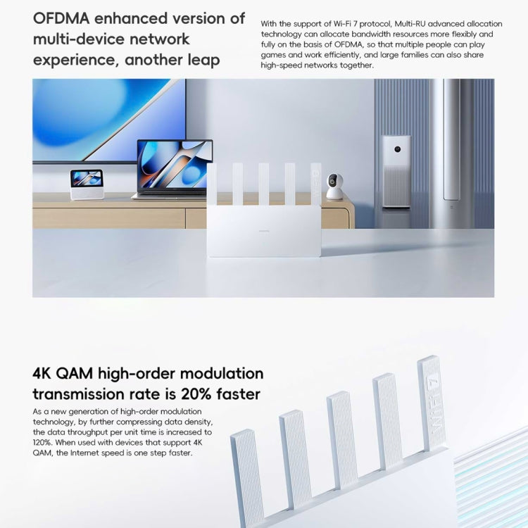 Xiaomi maršrutētājs BE5000 WiFi 7 MLO 2.4GHz 5.0GHz divjoslu 2.5G ports 512MB RAM atkārtotājs, ASV spraudnis