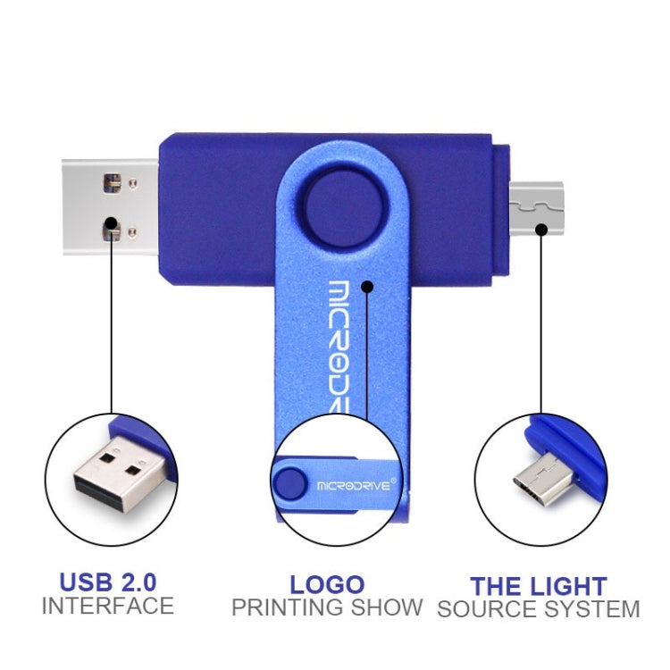 MicroDrive 128 ГБ USB 2.0 телефон и компьютер двойного назначения вращающийся OTG металлический U-диск