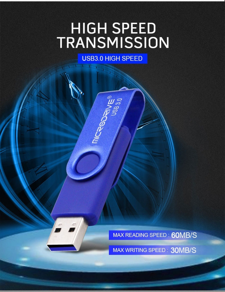 MicroDrive 16 ГБ USB 3.0 Android телефон и компьютер двойного назначения вращающийся металлический U-диск