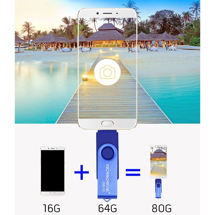 MicroDrive 16 ГБ USB 3.0 Android телефон и компьютер двойного назначения вращающийся металлический U-диск