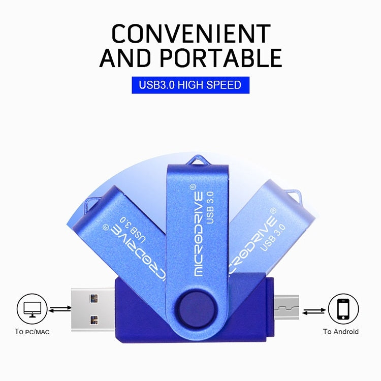 MicroDrive 16 ГБ USB 3.0 Android телефон и компьютер двойного назначения вращающийся металлический U-диск
