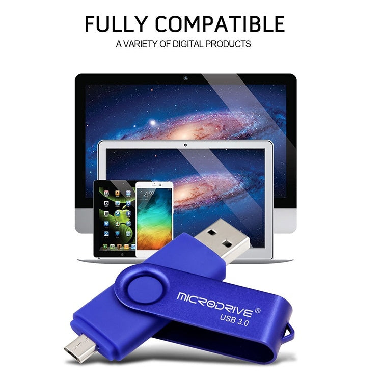 MicroDrive 16 ГБ USB 3.0 Android телефон и компьютер двойного назначения вращающийся металлический U-диск