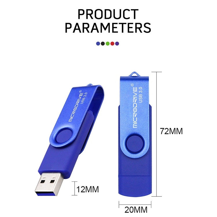 MicroDrive 16 ГБ USB 3.0 Android телефон и компьютер двойного назначения вращающийся металлический U-диск