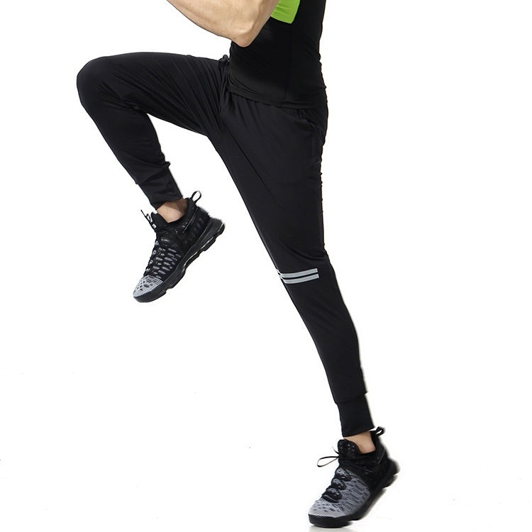 SIGETU Men Quick-drying Elastic Sport Pants (Color:Black Size:S)