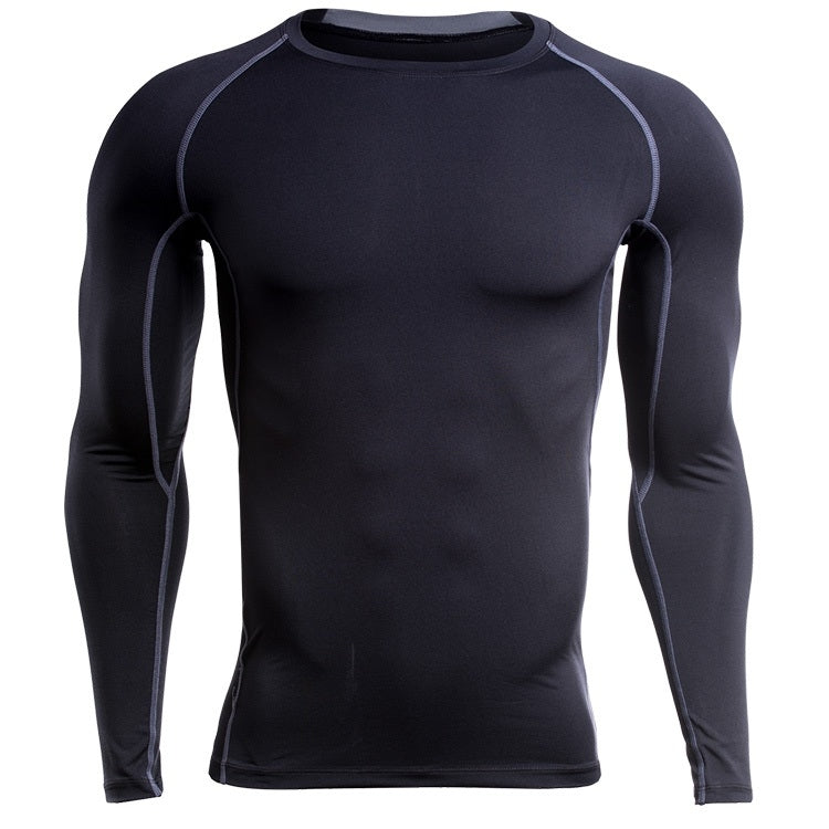 SIGETU Men Long Sleeve Quick-drying Sportswear (Color:Black Grey Size:XXXXL)