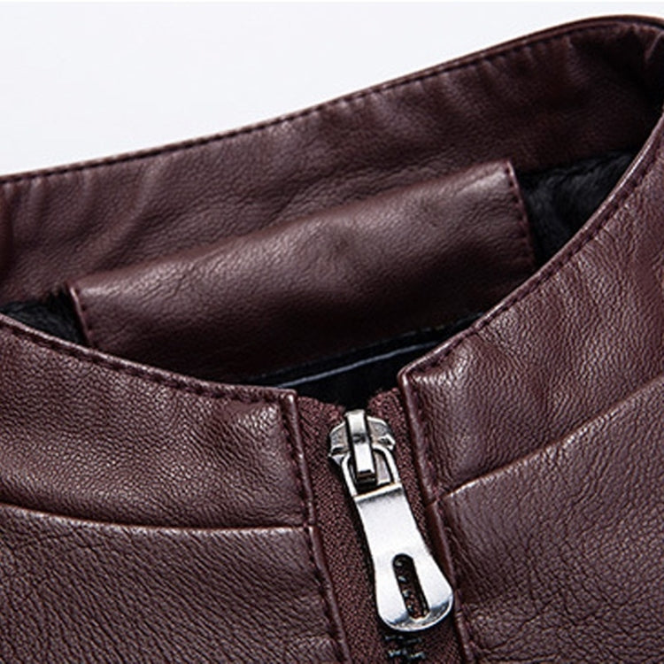 Men Slim-fit Washed PU Leather Jacket