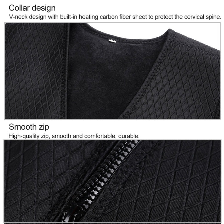 Plus Velvet Inside Men and Women Intelligent Charging Heating Vest Warm Clothes(Color:Black Size:XXXL)