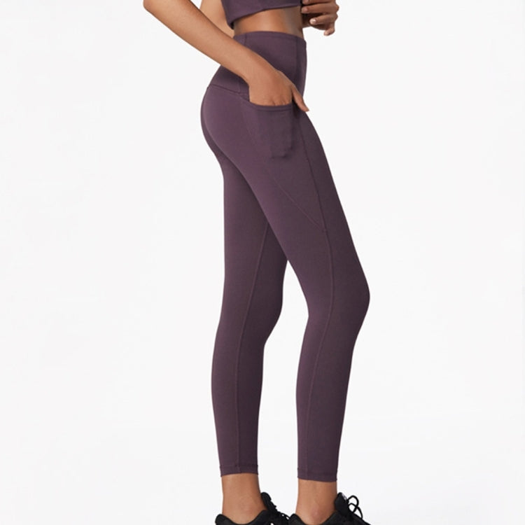 Double Sided Brocade Nude Sports Fitness Pants High Waist, Abdomen And Buttock Lifting Yoga Pants (Color:Dark Olive Green Size:M)