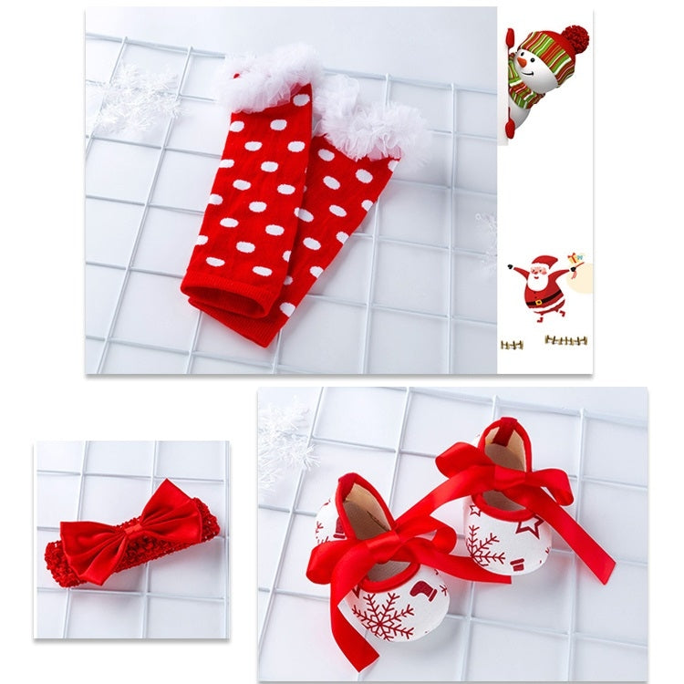 Four-piece Baby Snowflake Long-sleeved Dress (Color:Candy Size:59)