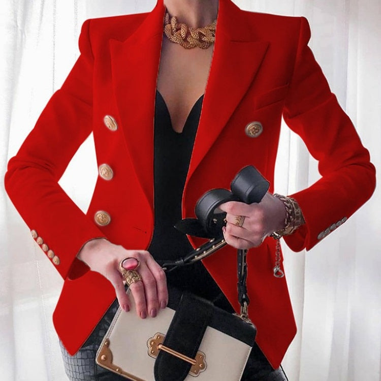 Solid Color Slim Long-sleeved Cardigan Short Suit Jacket for Ladies