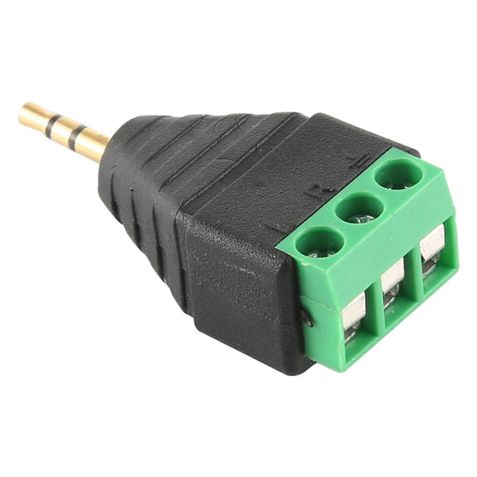 2,5 mm vīriešu spraudnis, 3 polu, 3 kontaktu spaiļu bloks, stereo audio savienotājs
