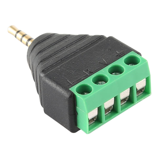 2,5 mm vīriešu spraudnis, 4 polu, 4 kontaktu spaiļu bloks, stereo audio savienotājs
