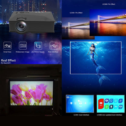 UC68+ 40ANSI 1024 x 600P домашний кинотеатр мультимедийный HD LED-проектор, поддержка USB/SD/HDMI/VGA/IR