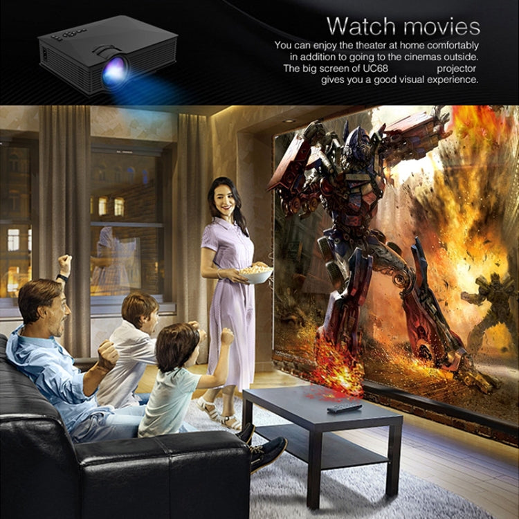 UC68 80ANSI 800x400 домашний кинотеатр мультимедийный HD 1080P светодиодный проектор, поддержка USB/SD/HDMI/VGA/IR