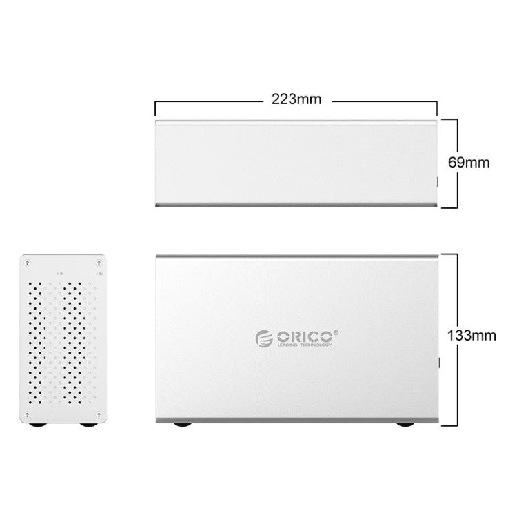 Корпус для жестких дисков и твердотельных накопителей ORICO Honeycomb Series WS200RC3 SATA 3,5 дюйма, 20 ТБ, USB 3.1, USB-C/Type-C, два отсека, алюминиевый сплав, с RAID