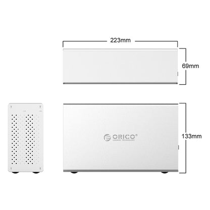 Корпус для жестких дисков и твердотельных накопителей ORICO Honeycomb Series WS200RC3 SATA 3,5 дюйма, 20 ТБ, USB 3.1, USB-C/Type-C, два отсека, алюминиевый сплав, с RAID