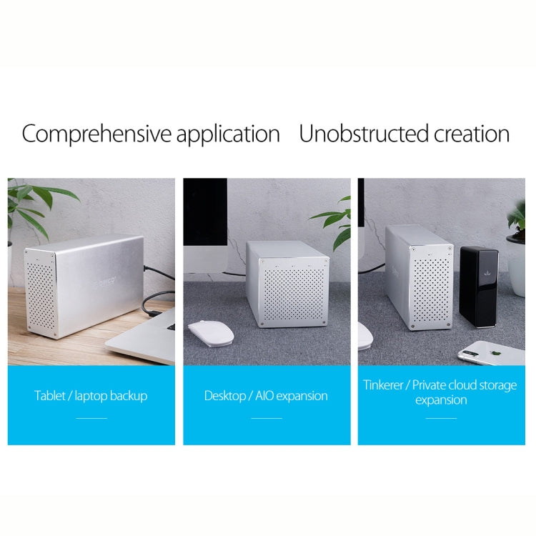 Корпус из алюминиевого сплава ORICO Honeycomb Series WS400C3 SATA 3,5 дюйма, 40 ТБ, USB-C/Type-C, 4 отсека для жестких дисков и твердотельных накопителей