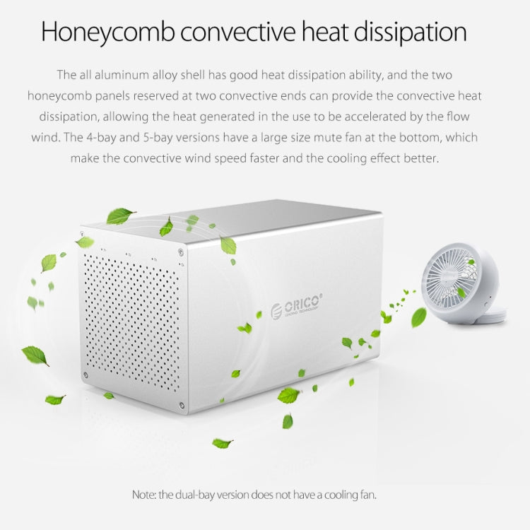 Корпус для жестких дисков и твердотельных накопителей ORICO Honeycomb Series WS500C3 SATA 3,5 дюйма, 50 ТБ, USB-C/Type-C, 5 отсеков, алюминиевый сплав