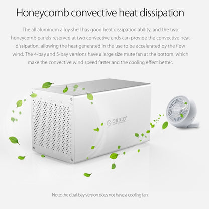 Корпус для жестких дисков и твердотельных накопителей ORICO Honeycomb Series WS500C3 SATA 3,5 дюйма, 50 ТБ, USB-C/Type-C, 5 отсеков, алюминиевый сплав