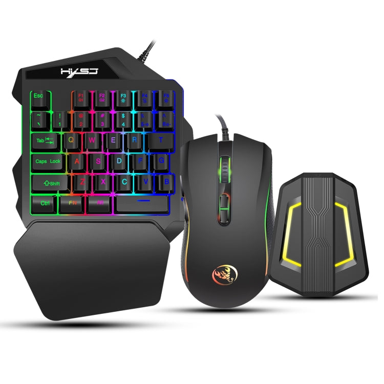 Комплект из клавиатуры, мыши и клавиатуры для одной руки HXSJ P6+V100+A869 + игровой мыши