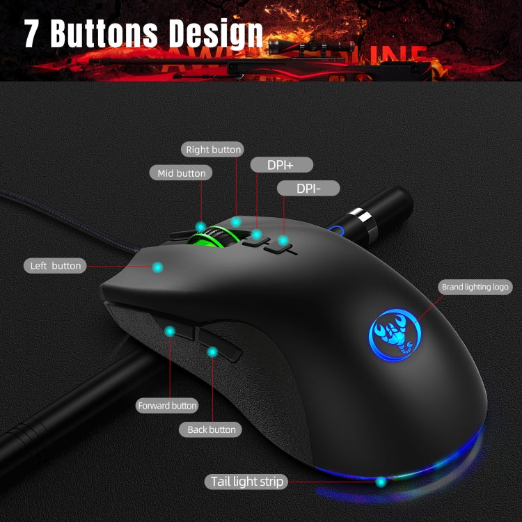 Комплект из клавиатуры, мыши и клавиатуры для одной руки HXSJ P6+V100+A883 + игровой мыши
