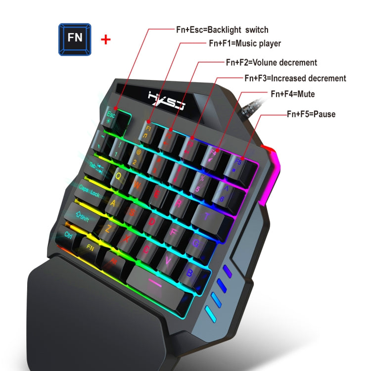 Комплект из клавиатуры, мыши и клавиатуры для одной руки HXSJ P6+V100+A883 + игровой мыши