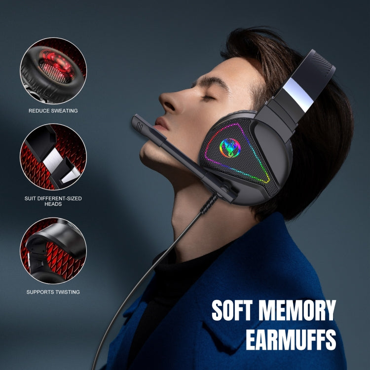 Стереогарнитура HXSJ F16 3,5 мм + USB-порт с RGB-подсветкой и микрофоном