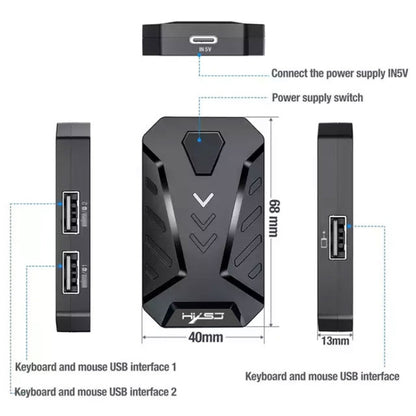 Комплект HXSJ V100+A883+P8: клавиатура для одной руки + игровая мышь для программирования + конвертер клавиатуры и мыши