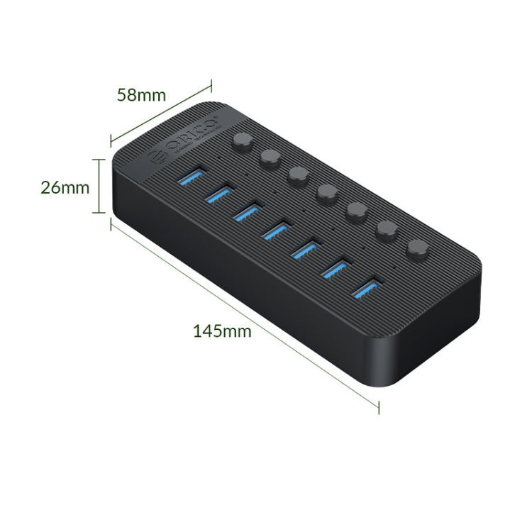 ORICO CT2U3-7AB-WH 7 в 1 многопортовый USB-концентратор с пластиковыми полосками и индивидуальными переключателями,