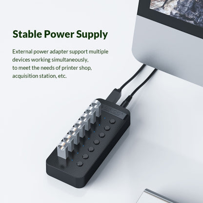 ORICO CT2U3-7AB-WH 7 в 1 многопортовый USB-концентратор с пластиковыми полосками и индивидуальными переключателями,