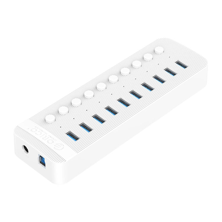 ORICO CT2U3-10AB-WH 10 vienā plastmasas svītru daudzportu USB centrmezgls ar individuāliem slēdžiem,