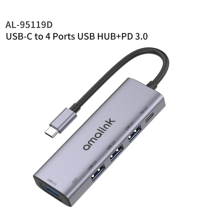 Многофункциональная док-станция amalink 95119D Type-C / USB-C на 4 порта USB + PD 3.0