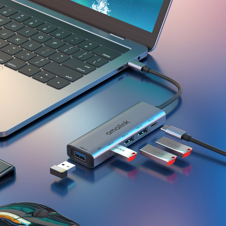 Многофункциональная док-станция amalink 95119D Type-C / USB-C на 4 порта USB + PD 3.0