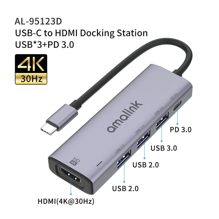 Многофункциональный концентратор amalink 95123D Type-C / USB-C - HDMI + 3 порта USB + PD 3.0