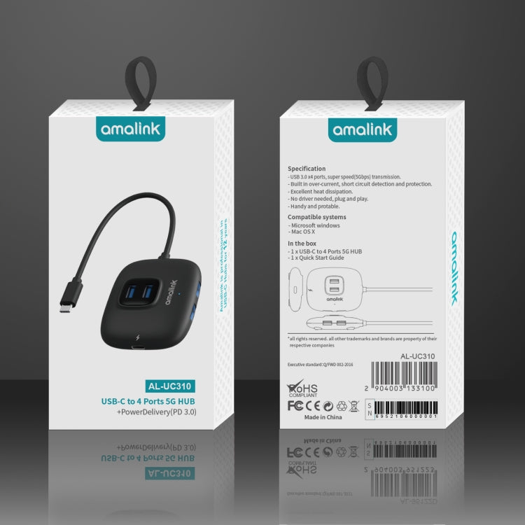 Многофункциональный концентратор amalink UC310 Type-C / USB-C на 4 порта USB
