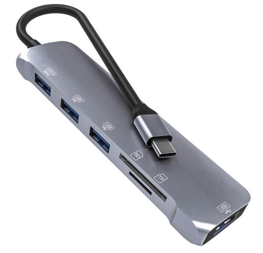 NK-3043H 6-в-1 USB-C/Type-C на TF/SD-карту + 4 USB 3.0 (мама)