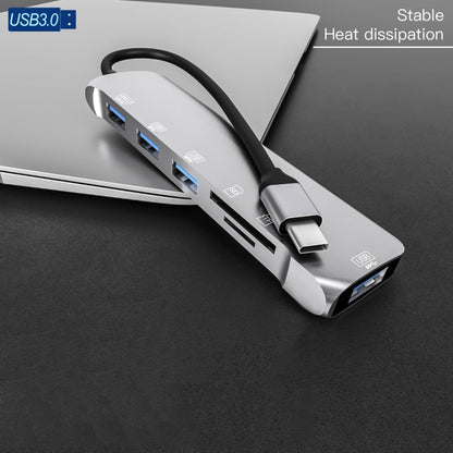 NK-3043H 6-в-1 USB-C/Type-C на TF/SD-карту + 4 USB 3.0 (мама)