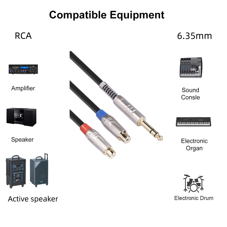 TC030YTR048-03 6,35 мм (штекер) – двойной RCA (гнездо) раздвоенный аудиокабель