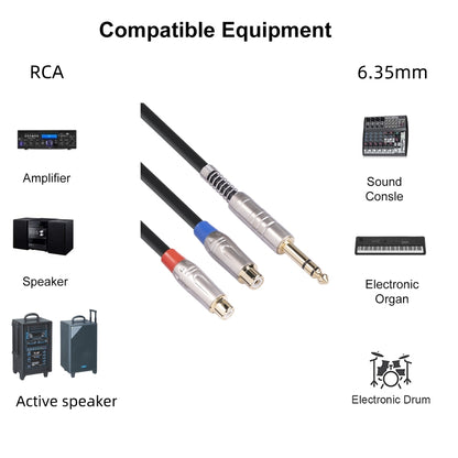 TC030YTR048-03 6,35 мм (штекер) – двойной RCA (гнездо) раздвоенный аудиокабель