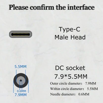 JORINDO 45W DC 7.9 x 5.5mm Female Socket to USB-C / Type-C Male Plug Power Adapter Converter