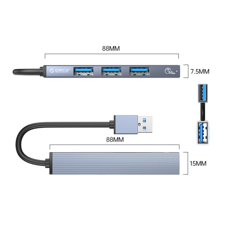 AH-A13 USB 3.0 x 1 + USB 2.0 x 3 uz USB 3.0 centrmezgla adapteris