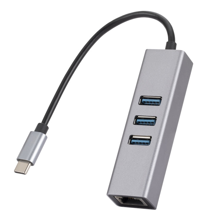 SL-030 USB-C / Type-C uz Gigabit Ethernet RJ45 un 3 x USB 3.0 adaptera pārveidotājs centrmezglam