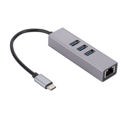 SL-030 USB-C / Type-C uz Gigabit Ethernet RJ45 un 3 x USB 3.0 adaptera pārveidotājs centrmezglam
