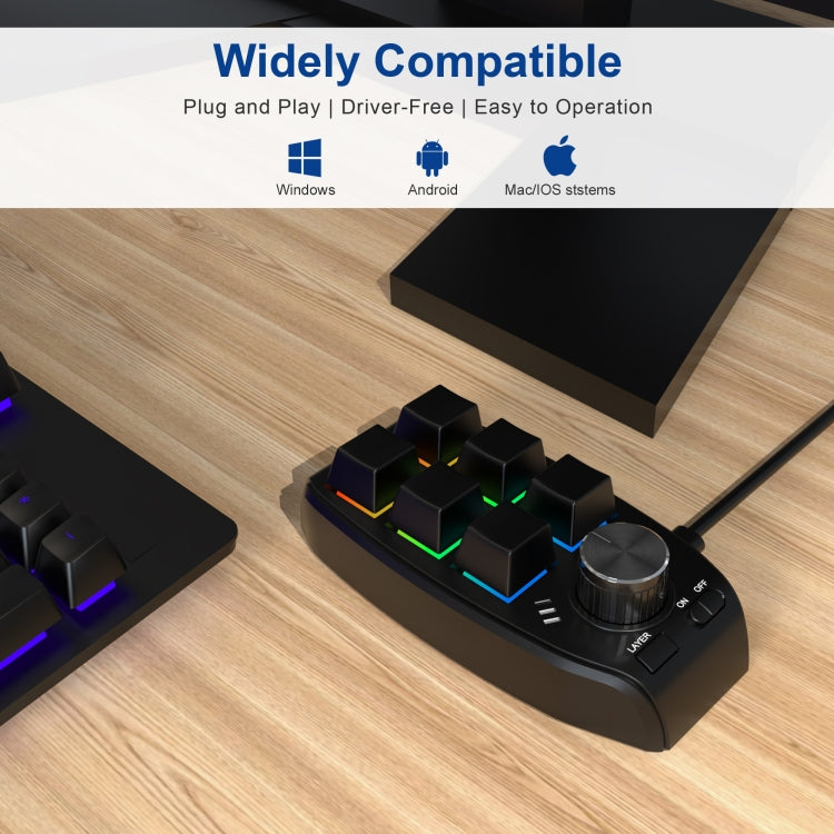 RGB pielāgota mehāniskā tastatūra ar 6 taustiņiem un 1 pogu programmēšanas spēļu tastatūru